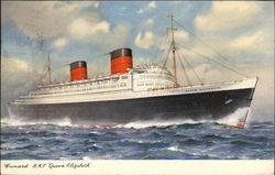 Cunard R.M.S. "Queen Elizabeth" Cruise Ships Postcard Postcard