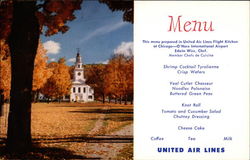 United Menu Aircraft Postcard Postcard