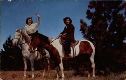 Two Girls on Horseback Horses Postcard Postcard