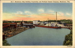 Manitowoc Ship Building Corporation and Portland Cement Company Postcard