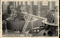 Turbines inside the power house at the Clarion Dam Postcard