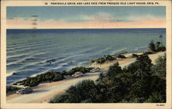 Peninsula Drive and Lake Erie for Presque Isle Light House Pennsylvania Postcard Postcard