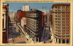 Looking Out Market and Post Sts., From Montgomery Postcard