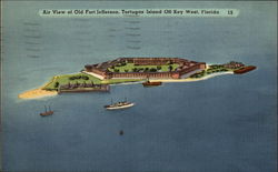 Air View of Old Fort Jefferson, Tortuga Island Postcard