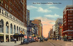 Main Street, Business Section Dayton, OH Postcard Postcard