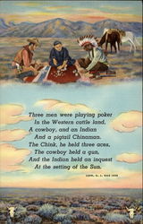 Three Men Playing Poker Poems & Poets Postcard Postcard