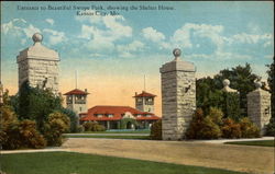 Entrance to Beautiful Swope Park, Showing the Shelter House Kansas City, MO Postcard Postcard