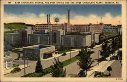 East Chocolate Avenue, The Post Office, and the Huge Chocolate Plant Hershey, PA Postcard Postcard