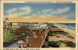 Boardwalk Attractions, "America's Finest Strand" Myrtle Beach, SC Postcard Postcard