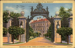 Main Entrance and Gateway to the Breakers Newport, RI Postcard Postcard