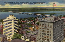 Bird's Eye View of Taylor Bridge Crossing the Famous Susquehanna Harrisburg, PA Postcard Postcard