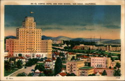 El Cortez Hotel and HIgh School Postcard