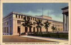 Enoch Pratt Free Library, Cathedral, Mulberry and Franklin Streets Postcard