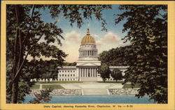 State Capitol, showing Kanawha River Charleston, WV Postcard Postcard