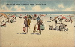 Enjoying the sands at Ogunquit Beach Maine Postcard Postcard