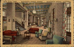 Main Hotel Lobby - Richardson Mineral Springs Postcard