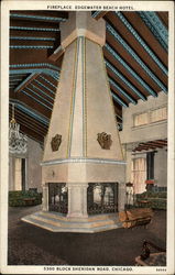 Fireplace at Edgewater Beach Hotel Postcard