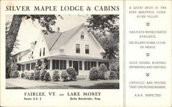 Silver Maple Lodge & Cabins, Route U.S.5 on Lake Morey Fairlee, VT Postcard Postcard