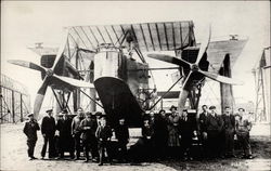 Group of men in front of airplane Aircraft Postcard Postcard