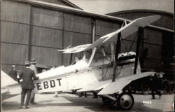 Three People and a Plane Aircraft Postcard Postcard