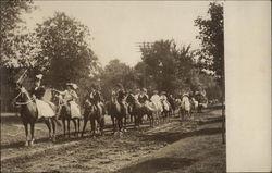 Women riding horses in parade Postcard