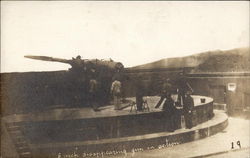 6 Inch Disappearing Gun in Action World War I Postcard Postcard