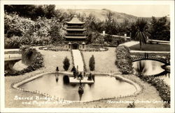 Sacred Bridge and Pagoda of Nara, Bernheimer Oriental Gardens Pacific Palisades, CA Postcard Postcard