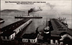 San Francisco Bay, Marine docks and Goat Island California Postcard Postcard