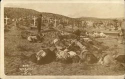 Cemetary with unburied bodies - Mexican Revolution Mexico Death Postcard Postcard