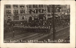 Blue Jackets from U. S. S. Albany In Parade Oct-19-09 Navy Postcard Postcard