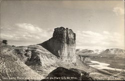 Toll Gate Rock and Green River on Hwy US 30 Wyoming Postcard Postcard