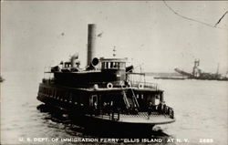 US Dept. of Immigration Ferry Ellis Island Postcard