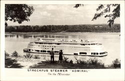 Streckfus Steamer "Admiral" on the Mississippi Postcard