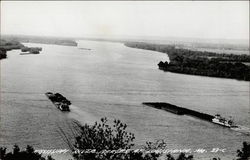 Mississippi River Barges at Louisiana Postcard