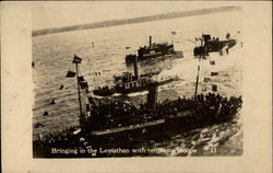 Bringing in the Leviathan with returning troops Postcard