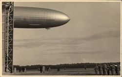 The Hindenberg Viewed from Runway Aircraft Postcard Postcard