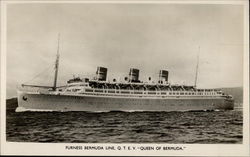 Furness Bermuda Line, Q. T. E. V. " Queen of Bermuda " Postcard