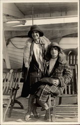 Ladies on the deck of an ocean liner Postcard