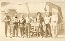 Soldiers in front of temporary residence Postcard