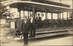 Trolley, Conductors, and Passengers Postcard