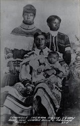 Seminole Igram Billie, squaw Ruby, sons Jimmie Billie & Frankie Billie Native Americana Postcard Postcard