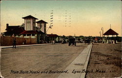 State Bath House and Boulevard, Lynn Beach Postcard