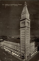 Daniels & Fisher Building at Night, 330 Feet High Postcard