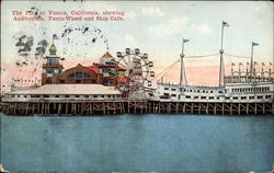 The Pier, showing Auditorium, Ferris Wheel and Ship Cafe Postcard