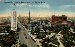 Woodward Avenue at Grand Circus Park Postcard