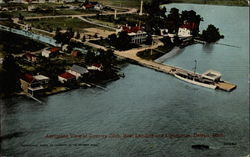 Aeroplane view of Country Club, Boat Landing and Lighthouse Detroit, MI Postcard Postcard