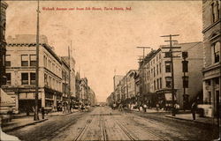 Wabash Avenue east from 5th Street Terre Haute, IN Postcard Postcard