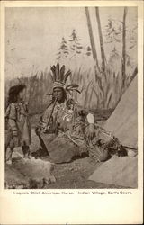 Iroquois Chief American Horse. Indian Village, Earl's Court Postcard