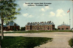 Dexter and Adams Halls, Worcester Academy Postcard