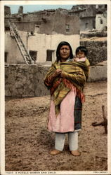 A Pueblo Woman and Child Native Americana Postcard Postcard